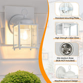 MATAMEYE Outdoor Wall Lantern, Exterior White Waterproof Wall Sconce Lighting Fixtures, Front Door Wall Lights with Clear Beveled Glass Shade - Like New